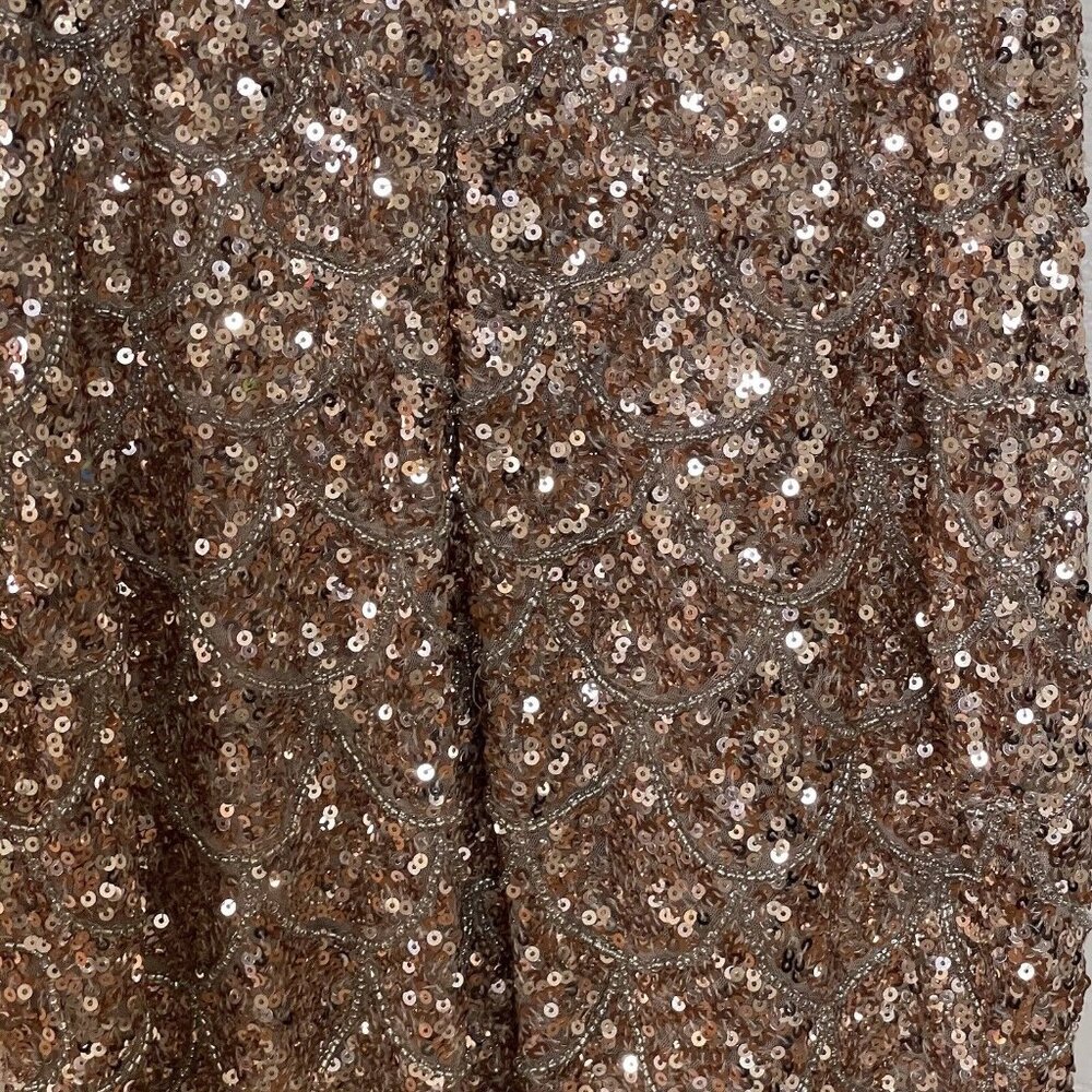 Mac Duggal Dress Size 8 Copper Silver Body Con Mini‎ Sequined Scallop - Picture 14 of 16